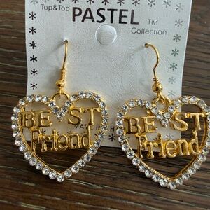 Gold Best Friend Heart Earrings